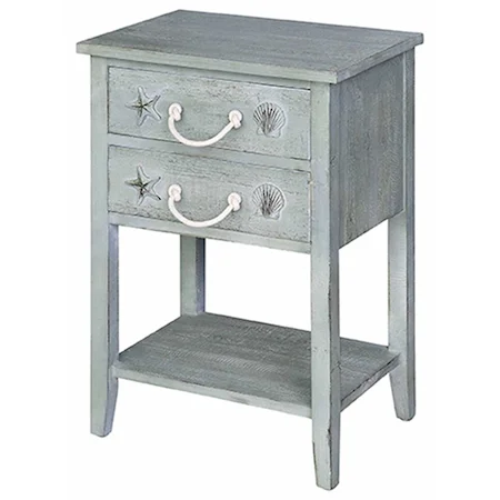 Bayside Blue Shell 2 Drawer Accent Table